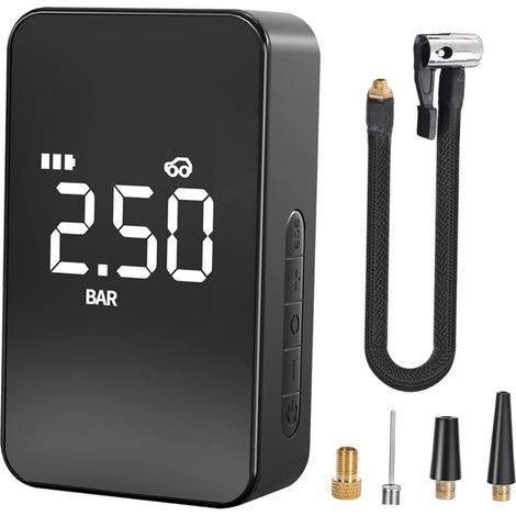 Bomba de aire para coche 3 en 1, inflador eléctrico portátil para neumáticos de coche, con pantalla digital, luz LED, batería externa y función de preajuste de presión para inflar neumáticos de coche (1/2)