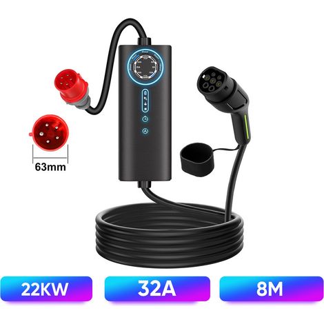 Chargeur EV JUNSUN 22kW 32A réglable IP67 8m Type 2 JUNSUN (1/5)