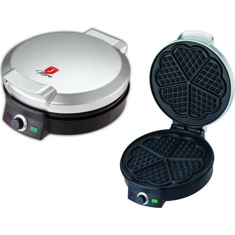 TrAdE Shop Traesio - Piastra Elettrica Per Waffle Antiaderente 1000w Waffel Cialde Crepes Ks-506 - (1/3)