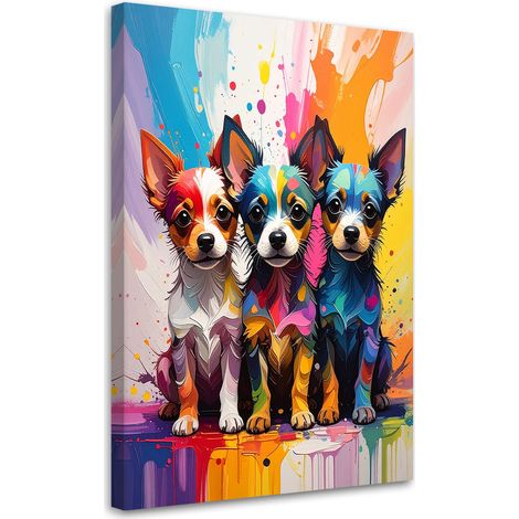 Tableau Moderne, Chiens colorés animaux,20x30 (1/4)
