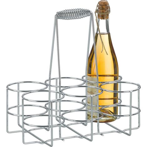 Porte-bouteilles JeiibrZui pour 6 bouteilles - Métal chromé - 31 x 21 x 31 cm - 1 pièce - Argent (1/5)