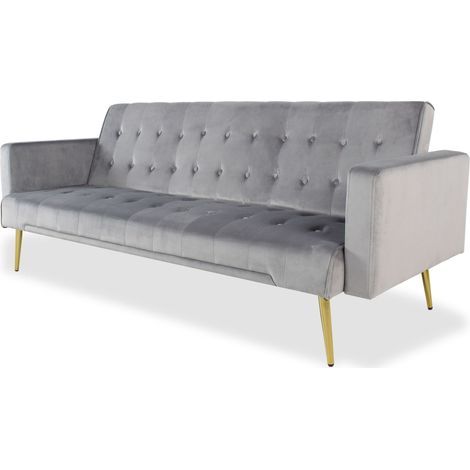 Canapé convertible clic-clac Justy Velours Gris clair