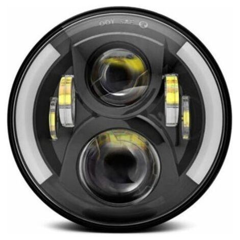 Phares Led De Moto 12 V / 24 V, Clignotants Retro Ronds, Remplacement De Phare Jeep Wrangler De 7 Pouces (1/4)