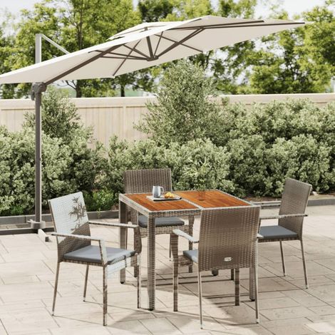 Ensemble Table et Chaise de Jardin 5 pcs - Ensemble Table à manger + 4 chaises avec coussins Gris BV990849 - BonneVie (1/5)