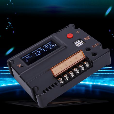 Régulateur de panneau solaire 10 A avec écran LCD rétroéclairé pour batterie lithium-fer-phosphate série 4/8 (1/5)
