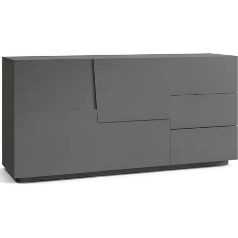 Credenza 2 Ante 3 Cassetti Madia in Legno Nobilitato Antracite Opaco