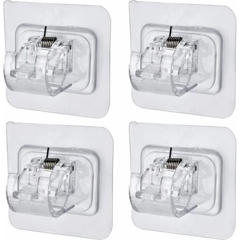 Lot de 4 supports de tringle à rideau auto-adhésifs, crochets réglables, fixation murale (1/5)