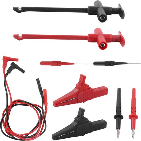 Kit de cordons de test pour multimètre avec pinces crocodiles et fiches bananes pour réparation électronique JT8001‑1 (1/5)