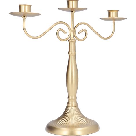 Support de chandeliers de style européen doré à 3 têtes pour mariage, réception et dîner (1/5)