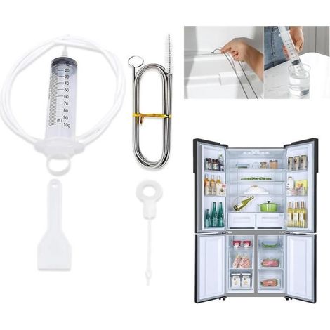 Kit Nettoyage Réfrigérateur - ZHUODIKE - Accessoires de nettoyage - Déboucheur - Seringue 100ml - Tuyau PVC (1/4)