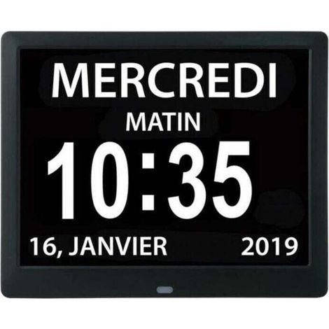 Horloge calendrier numérique One Piece 7 pouces avec date et heure, XU, Horloge Alzheimer pour parents, Machine de rappel de médicaments pour grands-parents et enfants,noir,204 x 143 x 24mm - KZQ (1/4)