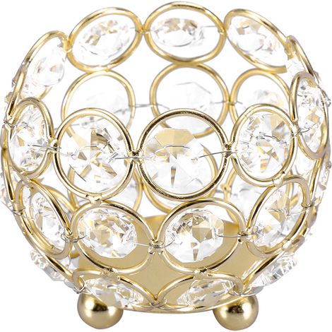 Porte-bougies en cristal pour mariage, décoration de table et centre de table (doré, diamètre 8 cm) (1/5)