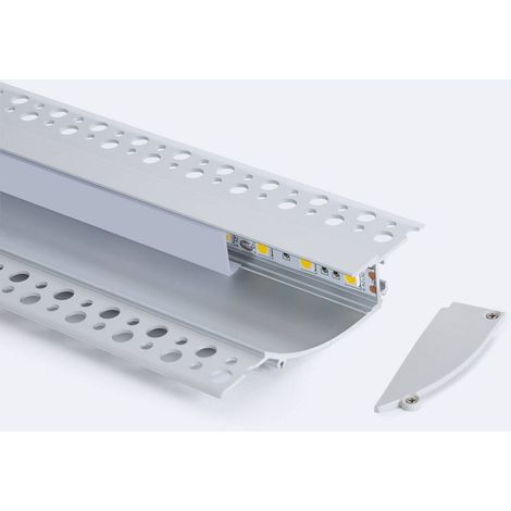 Profilo in Alluminio da Incasso per Cartongesso 2m per Striscia LED fino a 12mm Bianco traslucido Alluminio 2 m (1/4)