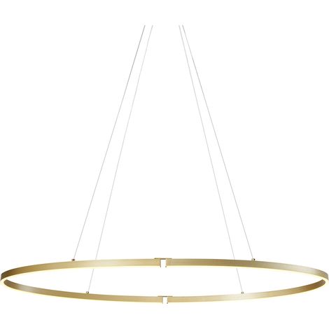 QAZQA Diseño Lámpara colgante de diseño latón 120cm con LED regulable en 3 pasos - Ovallo Aluminio /Acero /Plástico Ovalada Incluye LED Max. 1 x 30 Watt