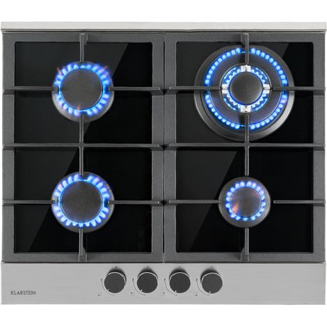Klarstein Alchemist 4 zone piano cottura a gas bruciatori d'alluminio vetroceramica nero