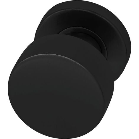 Bouton de porte rond avec ressort de rappel et rosace - Bouton de porte directionnel pour tige carrée de 8 mm - Poignée de porte en acier inoxydable noir mat (1/3)