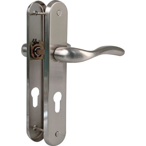 Set de Poignées sur Plaque d'Acier pour Porte Mod. LENA 238 x 40 mm 85 mm Chrome mat Ensemble de poignée Design Élegant et Simple Pour porte (1/5)