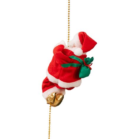 Elektrische Kletter-Weihnachtsdekoration, Weihnachtsmann, der singend und tanzend auf und ab geht, batteriebetrieben, für Kamin oder als Innendekoration, klettert an Perlen, dreistufiger Schalter (1/5)