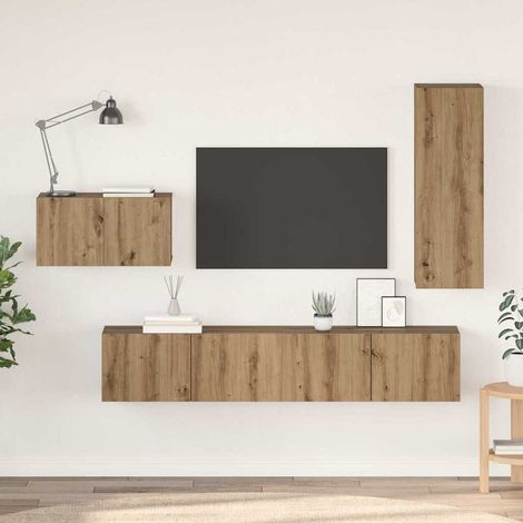Conjunto de mueble de TV 4 pcs Roble artisan vidaXL (1/5)