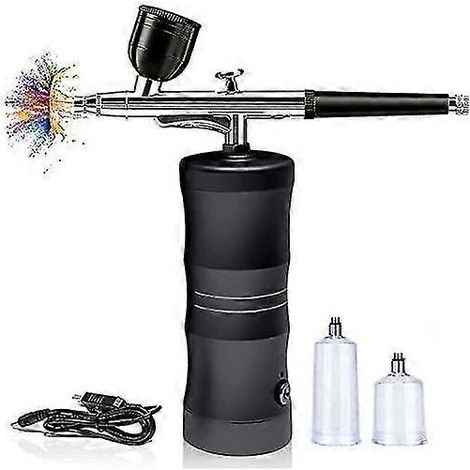 Kit arographe avec compresseur portable sans fil Mini Air Brush Kit pour peinture, tatouage, nail art, mode, maquillage, dcoration de gteau, barber (1/5)