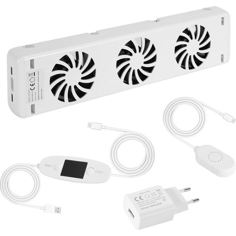 TolleTour Ventilatore booster per radiatore a 3 ventole, set da 1, termostato regolabile 0–60 °C, bianco (1/5)