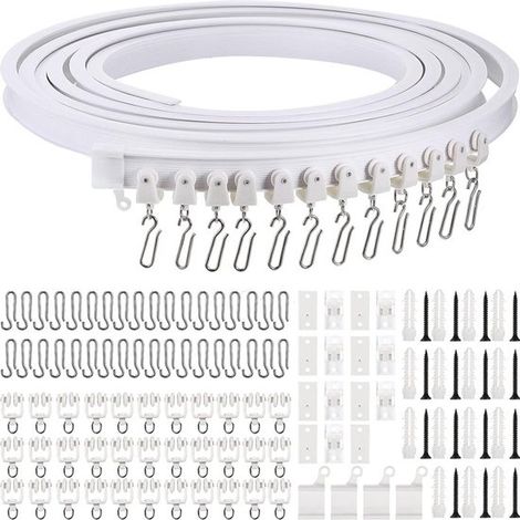 Rail de rideau de plafond flexible et pliable de 5 mètres - noir - rail incurvé adapté aux cloisons et fenêtres - installation facile au plafond et au mur (1/5)