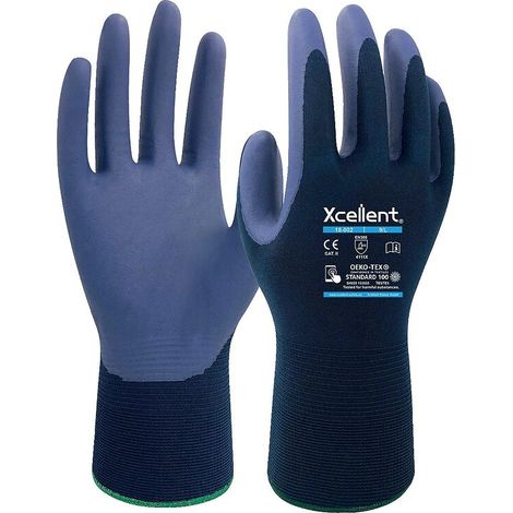 Gants 18-002 NYLON/NITRILE Jauge 18 Dextérité Bleu marine taille 10 - la paire - XCELLENT