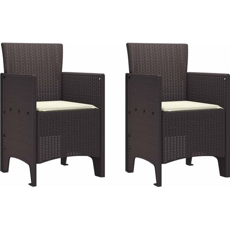 Gartenstuhl mit Kissen 2 pcs Braun 53 x 49 x 85 cm Polypropylen