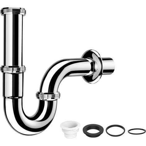 Siphon Lavabo G 1 1/4" en Acier Inoxydable, Universel pour Lavabo, Vasque et Évier, Kit de Vidange Avec Joint Anti-odeur, Incl. Manchon en Caoutchouc, Installation Facile (1/5)