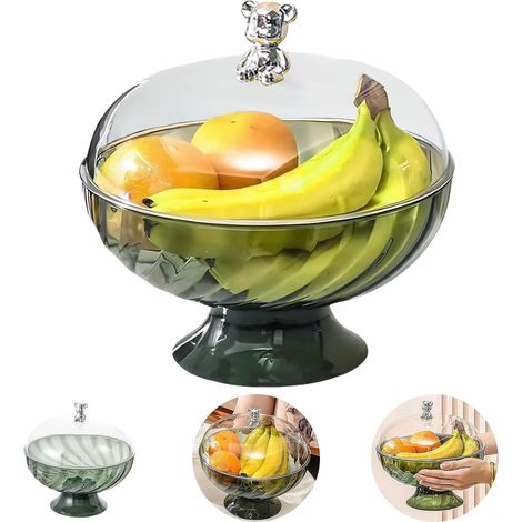 Corbeille à fruits avec moustiquaire, coupe à fruits amovible avec couvercle, porte-fruits pour plan de travail, protection anti-mouches, assiette à fruits pour apéritifs, rangement pour fruits (1/5)