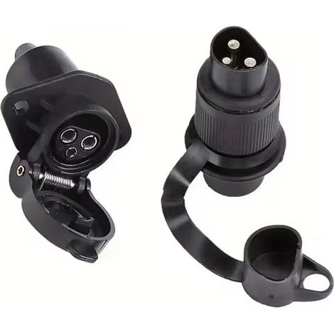 Lot de 2 kits de connecteurs pour remorque, connecteurs ronds en plastique à 3 broches pour les feux de signalisation de remorque, installation rapide par enfichage, compatibles avec divers modèles (1/5)