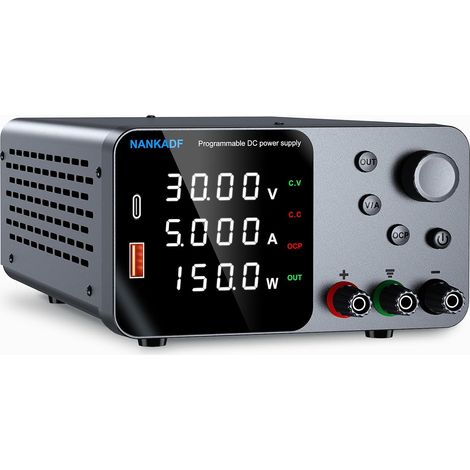 Alimentation de Laboratoire, Alimentation DC Ajustable avec Interface USB-A/Type-c, Bouton de réglage du codeur pour la Maintenance des équipements électroniques et de Laboratoire (30V 5A) (1/5)