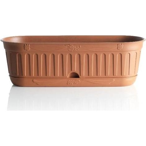 Jardinière avec soucoupe 'Etika" en plastique - D 38 cm - Terracotta - 3L - Livraison gratuite (1/2)