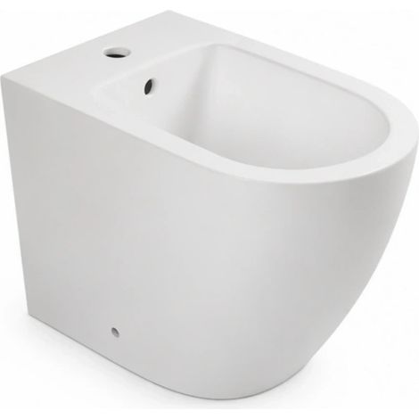 Bidet A Terra Filo Parete Modello Alpha Ceramica Bianca Opaca
