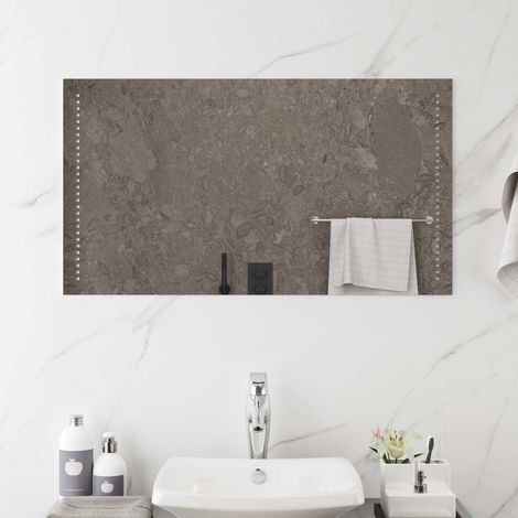 Miroir salle de bain LED mural sans cadre en verre trempé transparent 90 x 50 cm - PANGIVO (1/5)