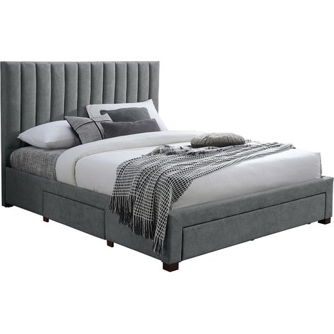 Letto con 3 cassetti 160 x 200 cm Tessuto Grigio - LIAKO
