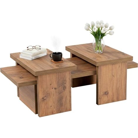 mesa de centro\ da salotto Prepotto, Tavolo basso da caffè, Portariviste per divano, Ripiano da soggiorno, 110x45 h42 cm, Pino