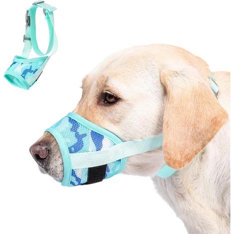 Museruola traspirante in morbida rete per cani con collare elastico anti-fuga, ideale per cani che abbaiano e mordono (verde, taglia L) (1/4)
