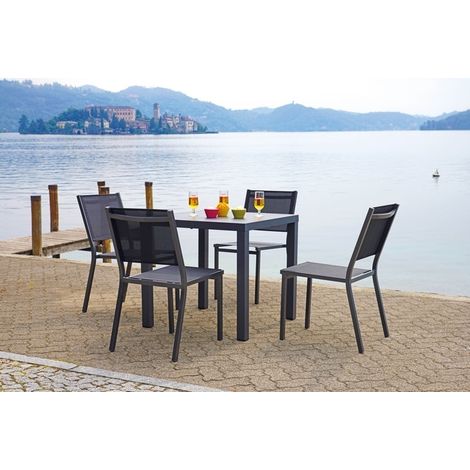 Set tavolo e sedie in alluminio 4 posti per bar giardini pizzerie (1/5)