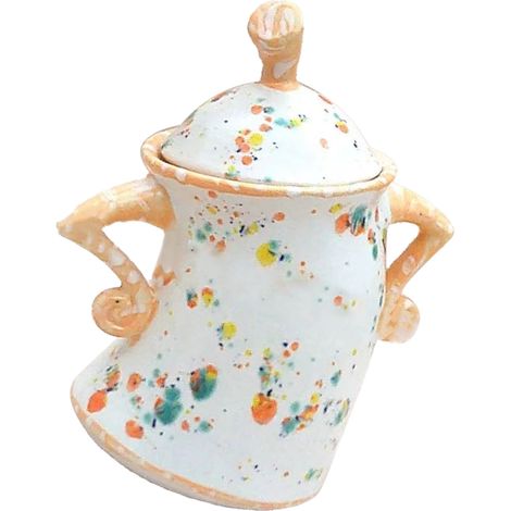 Pot à caractère espiègle en résine, vase déco bureau cuisine rangement clé, objet artisanal jaune 200g (1/4)