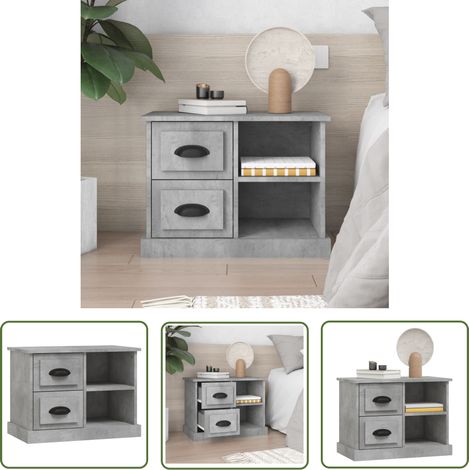 The Living Store Nachttisch Betongrau 60x35,5x45 cm - Nachttisch - Beistelltisch - Wohnzimmermöbel - Grau - Holzmöbel (1/5)