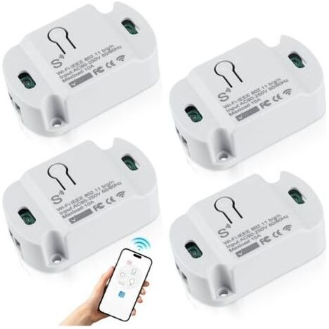 4 pezzi 10 Un Modulo Wi-Fi interruttore : interruttore wireless WiFi Tuya Smart Life Assistente fai da te per il montaggio a filo, funziona con Alexa, Google (1/5)