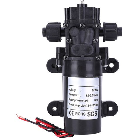 Pompe à membrane antiretour mini auto-amorçante G1/2 12V CC FL3210H-80W sortie d'eau droite 10mm (1/5)