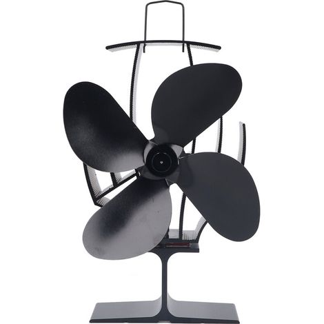 Ventilateur de poêle à chaleur, 4 pales, flux d'air puissant, 1500 tr/min, bois à faible bruit pour grille de cheminée-Crezuo