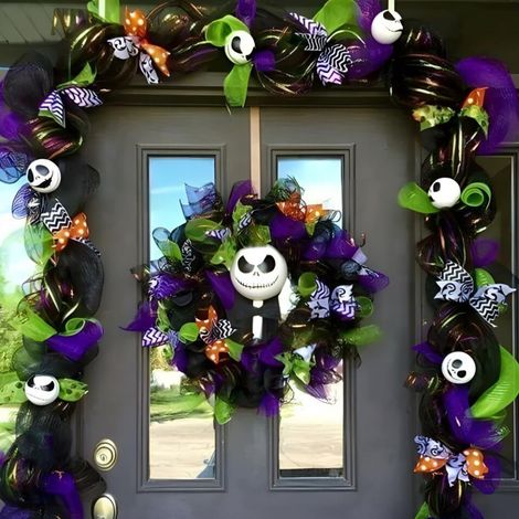 Guirlande suspendue pour décoration de porte d entrée d halloween, Arrangement de décoration de fête (1/4)