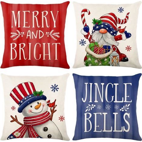 Cushion Cover - Merry Christmas - 45x45cm - 100% Linen Cotton - Hidden Zipper - Home Decor