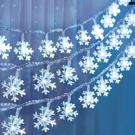 Lumière Flocon de Neige 6M 40 LED, Guirlandes Lumineuses Noël, Rideau Lumineux pour Intérieur et Extérieur lumière blanche