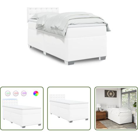 vidaXL Taschenfedernmatratze - Boxspringbett mit Matratze Weiß 90x200 cm Kunstleder (1/5)