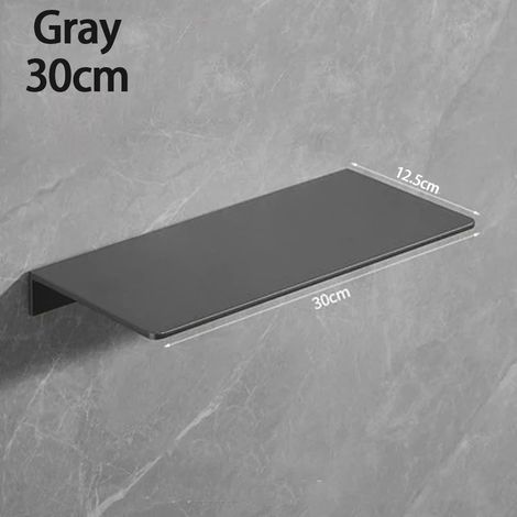 Étagère murale flottante en métal gris (30 cm) - Étagère murale en métal, étagère flottante noire, petite étagère de salle de bain, étagères d'exposition pour le rangement mural (1/5)