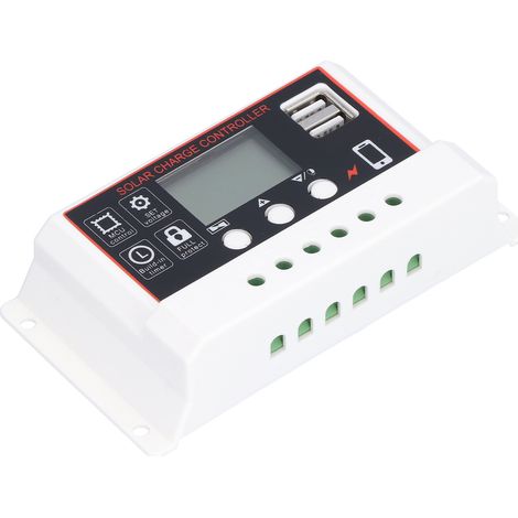 Régulateur solaire 10A pour batteries lithium, contrôleur photovoltaïque avec fonction de protection simple, chargeur de panneau solaire 12V/24V. (1/5)